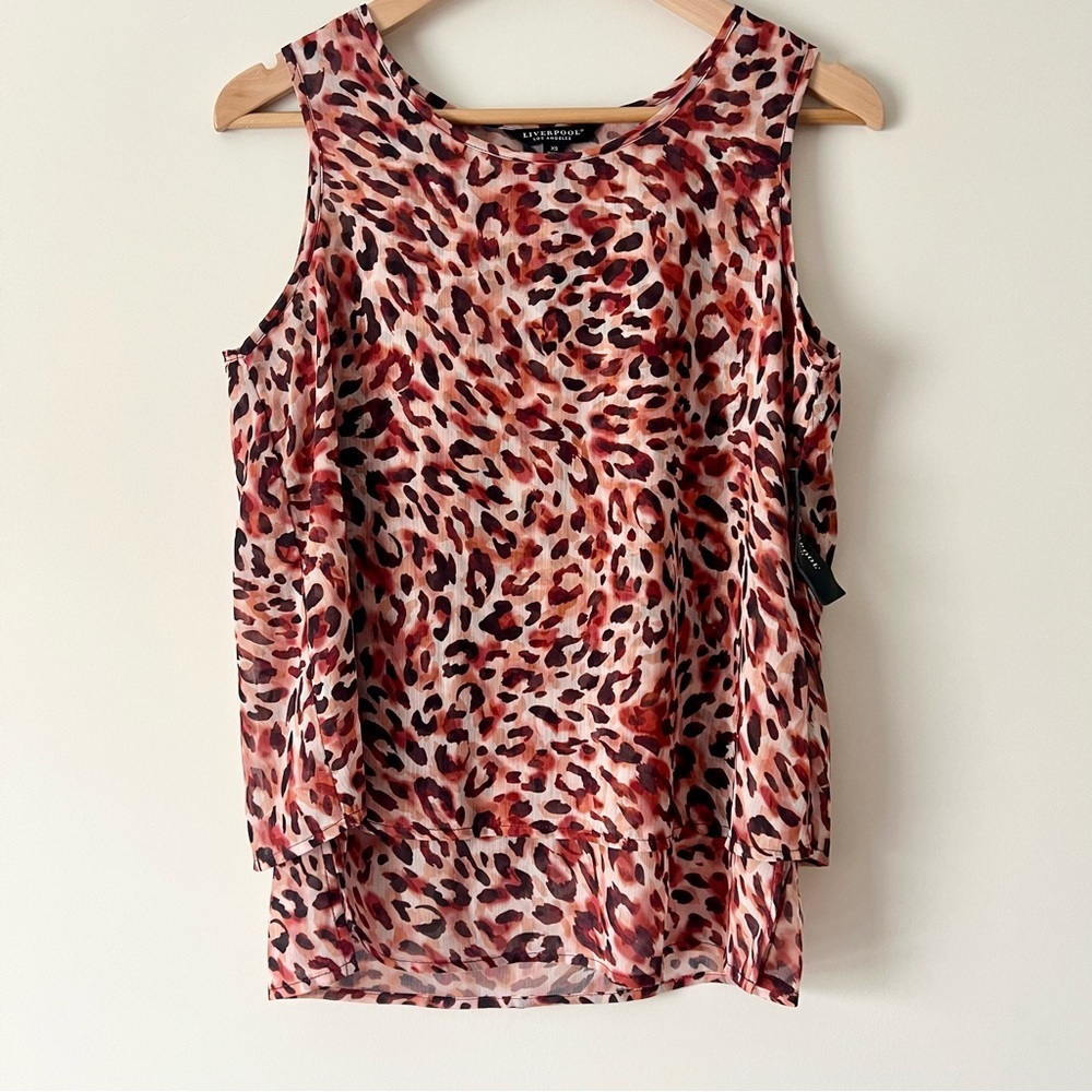 Liverpool Rust and Brown Multi Animal Print Layered Sleeveless Camisole